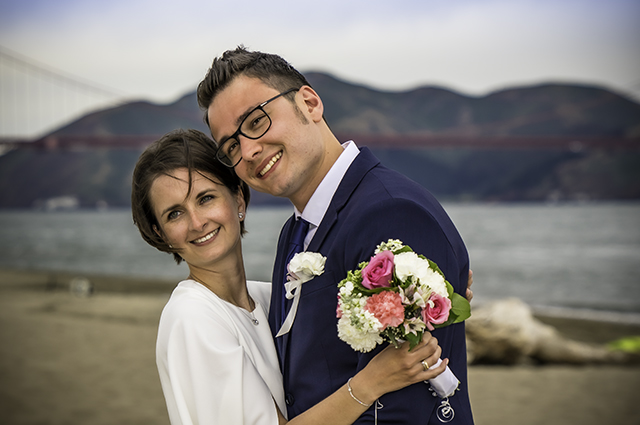 heiraten auf deutsch am Crissy Field strand in san francisco mit wedding photos